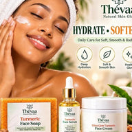 Woman applying Thévaa Ultra Glow Turmeric Face Cream