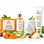 Thévaa Golden Ritual Set: face soap, serum, cream and mask