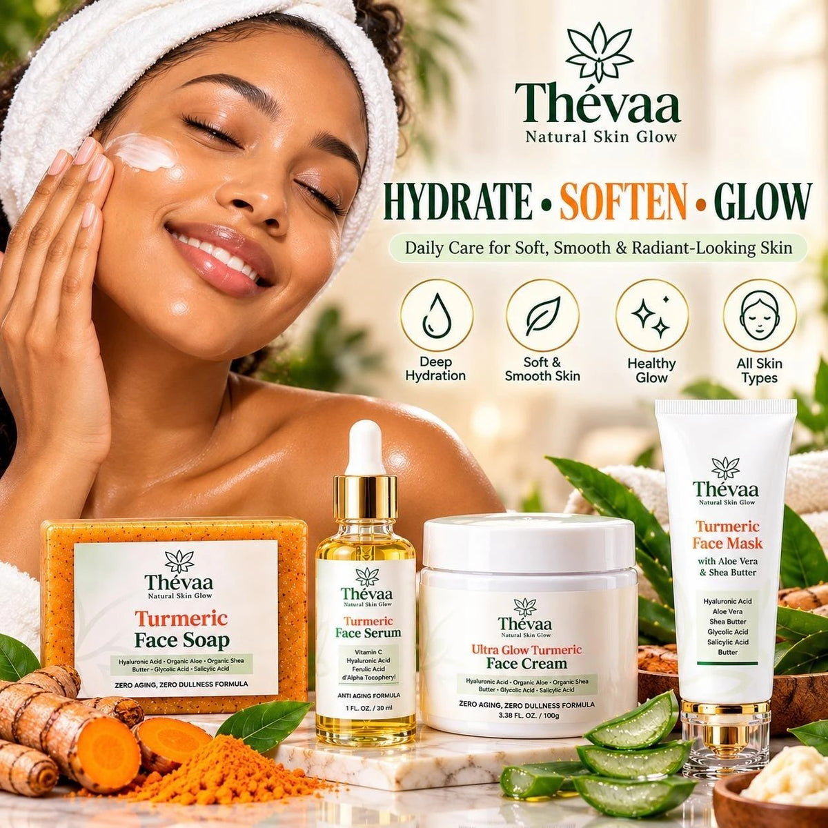 Hydrate, soften, glow with the Thévaa Golden Ritual Set