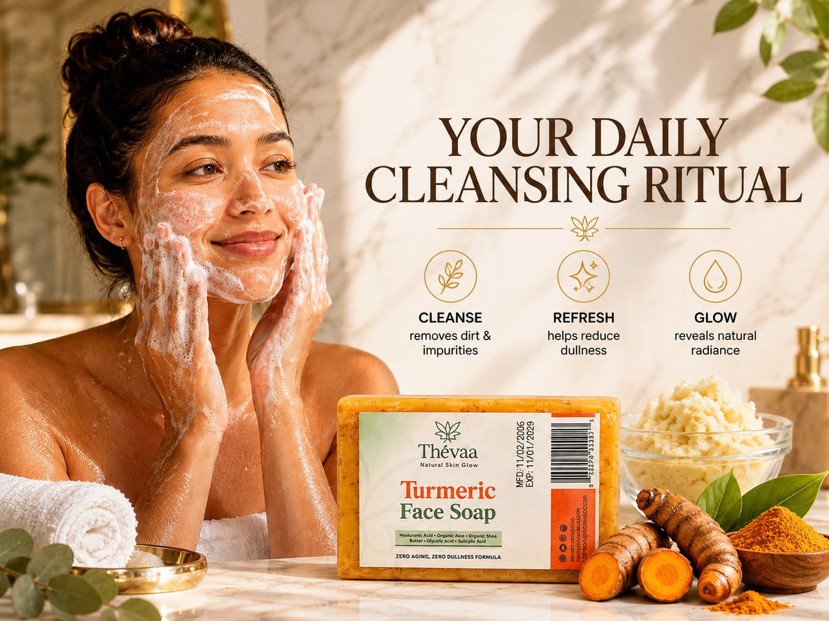 Daily cleansing ritual with Thévaa Turmeric Face Soap